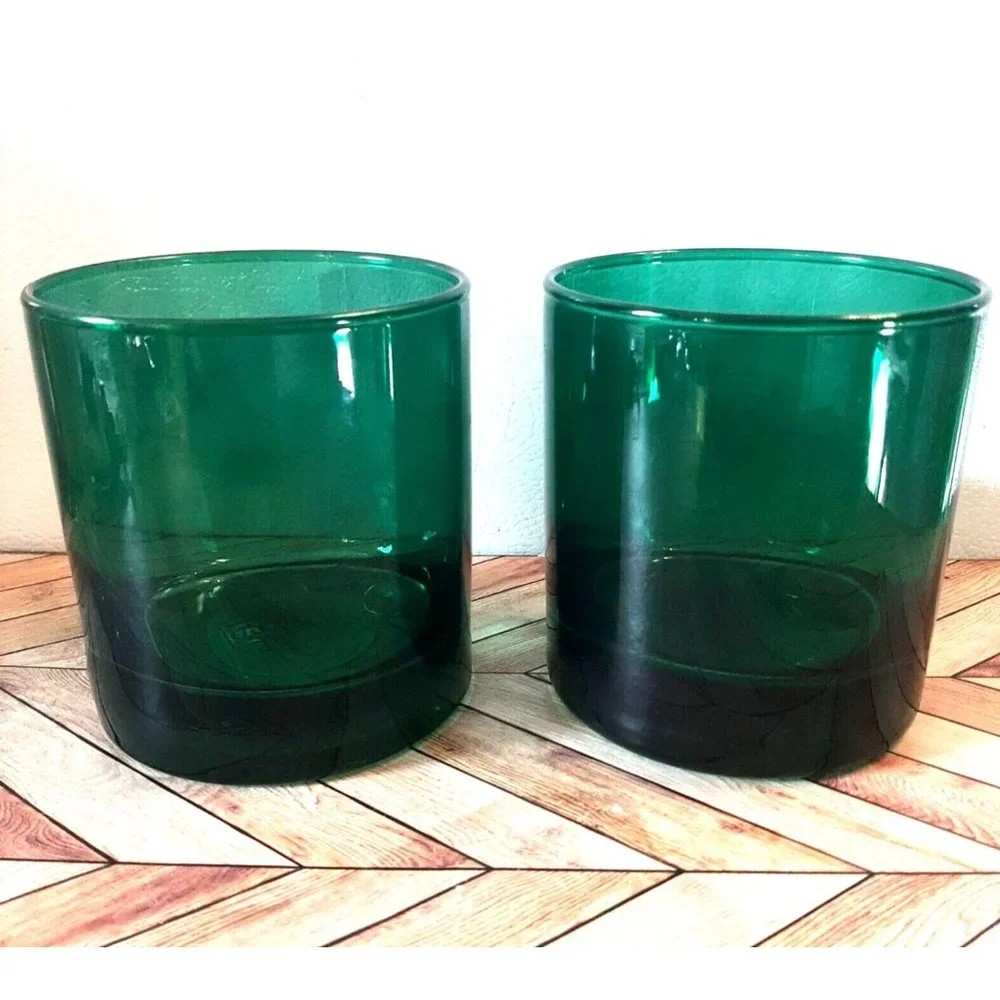 2 IKEA Dark Green Drinking Glasses Tumblers Highball Rocks Glass